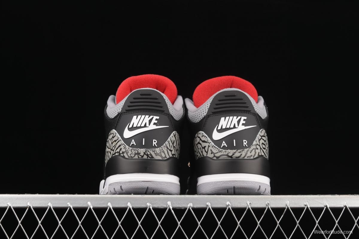 Air Jordan 3 Retro Black Cement (2018) AJ3 Joe 3 re-engraved black cement 854262-001