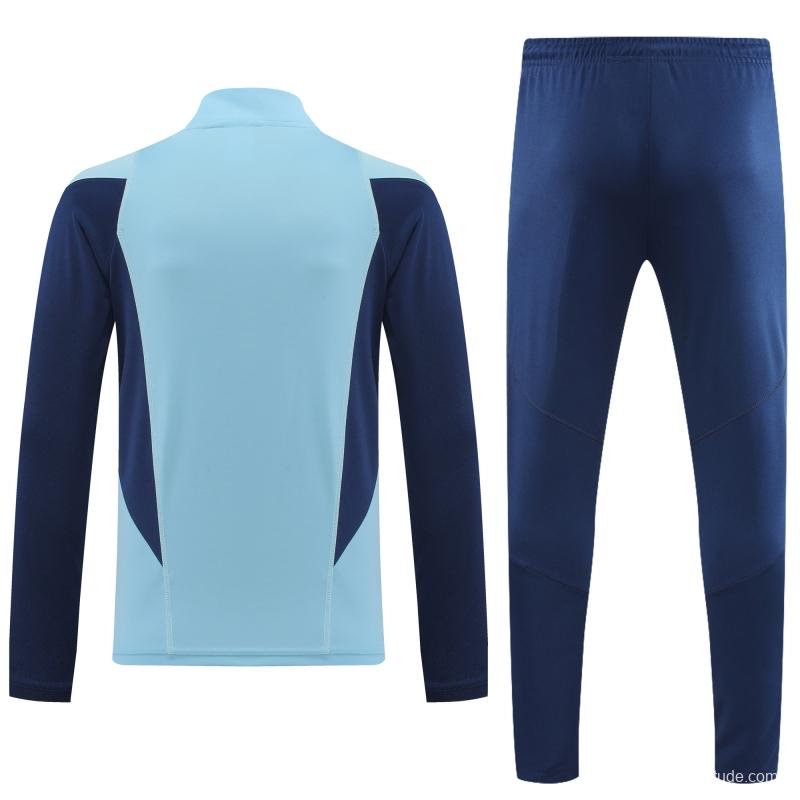 2022 Spain Blue Half Zipper Tracksuit