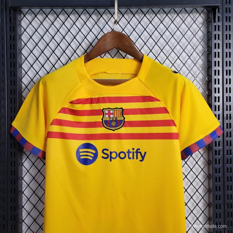 23-24 Kids Barcelona Forth Yellow Jersey Size 18-28