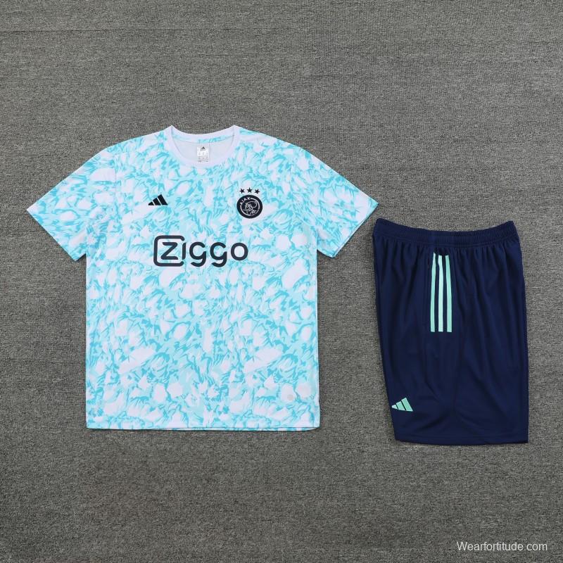 23/24 Ajax Blue/White Short Sleeve Jersey+Shorts