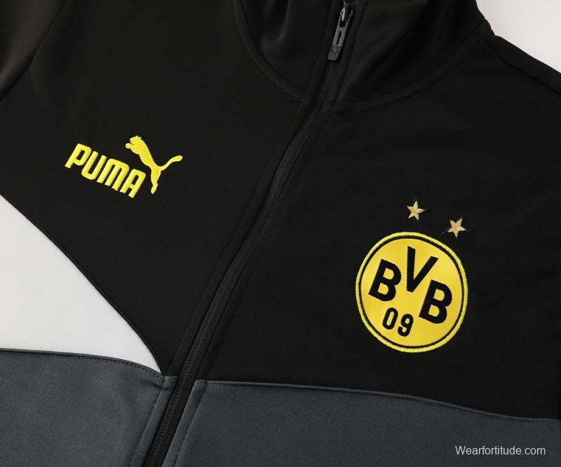 24/25 Borussia Dortmund Grey/Black Full Zipper Jacket +Long Pants